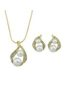 Romwe Elegant Pearl Pendant  Necklace And Earrings