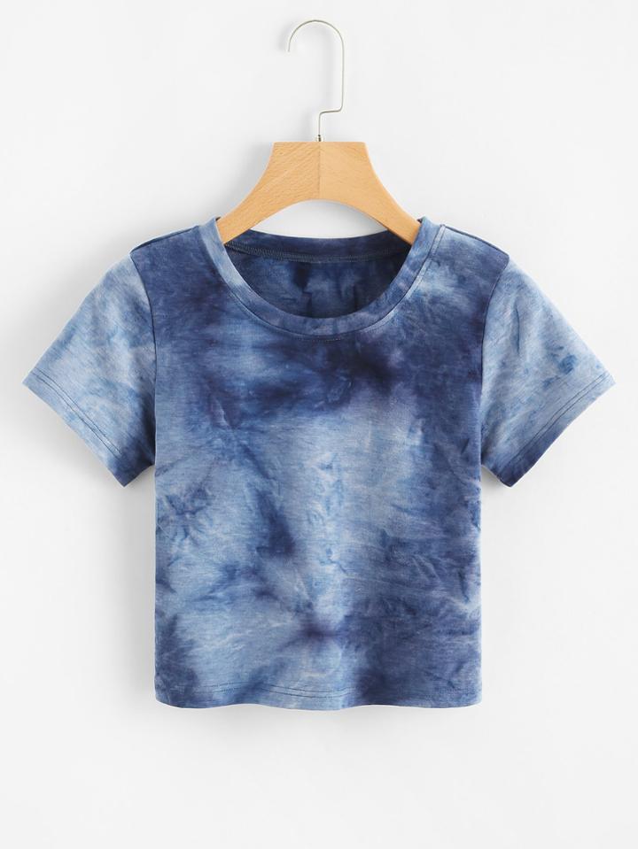 Romwe Water Color Crop Tee