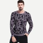 Romwe Men Color Block Abstract Print Jumper