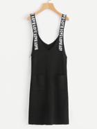 Romwe Side Striped Dolphin Hem Knit Pinafore Dress