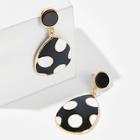 Romwe Polka Dot Pearl Shaped Drop Earrings