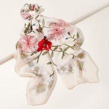 Romwe Flower Pattern Hair Scrunchie Scarf 1pc