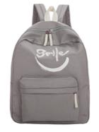 Romwe Smile Print Pocket Front Nylon Backpack