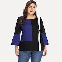 Romwe Plus Cut And Sew Panel Blouse