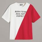 Romwe Guys Cut-and-sew Letter Print Tee