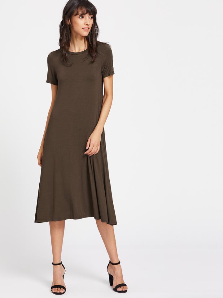 Romwe Swing Longline T Shirt Dress