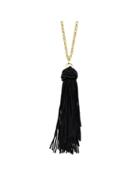 Romwe Black Long Chain With Gray Blue Black Brown Tassel Necklace