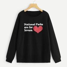 Romwe Plus Drop Shoulder Graphic Pullover