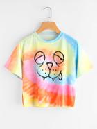 Romwe Graphic Print Water Color Side Split Tee