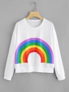 Romwe Rainbow Print Sweatshirt