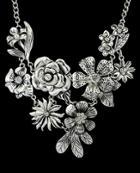 Romwe Silver Diamond Flower Chain Necklace