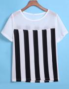 Romwe Round Neck Vertical Striped T-shirt