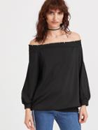 Romwe Black Off The Shoulder Sweatshirt