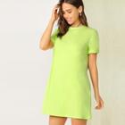 Romwe Neon Lime Cuff Sleeve Tee Dress