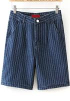 Romwe With Pockets Vertical Striped Shorts