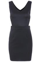 Romwe V Neck Cut Out Bodycon Black Dress