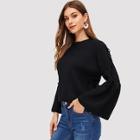 Romwe Lace Up Flounce Sleeve Jumper
