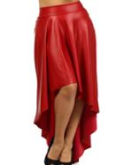 Romwe High Low Pu Red Skirt