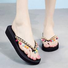 Romwe Beaded Decor Flip Flops