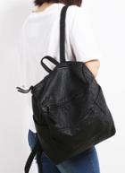 Romwe Black Vintage Buckle Pu Backpack