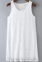 Romwe Sleeveless Lace White Dress