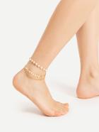 Romwe Beaded And Sequin Design Layered Anklet