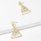 Romwe Rhinestone Detail Triangle Drop Earrings