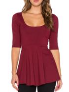 Romwe Scoop Neck Half Sleeve Red T-shirt