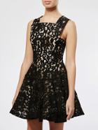 Romwe Black V Back Lace Flare Dress