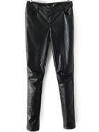 Romwe Leather Thicken Black Pant