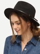 Romwe Black Large Brimmed Straw Hat