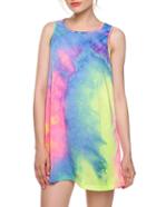 Romwe Multicolor Pastel Tie Dye Print Tank Dress