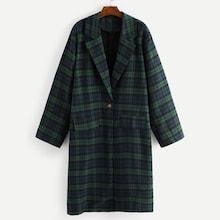 Romwe Plus Plaid Long Coat