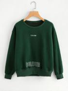 Romwe Patch Back Letter Embroidered Pullover