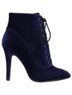Romwe Blue Lace Up High Heeled Boots