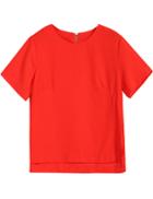 Romwe Short Sleeve Dipped Hem Loose Orange Top