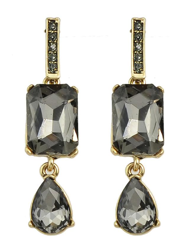 Romwe Black Double Stud Earrings