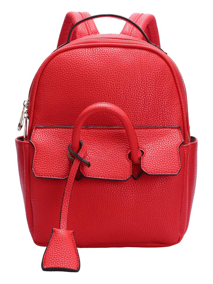 Romwe Red Zipper Pu Backpack