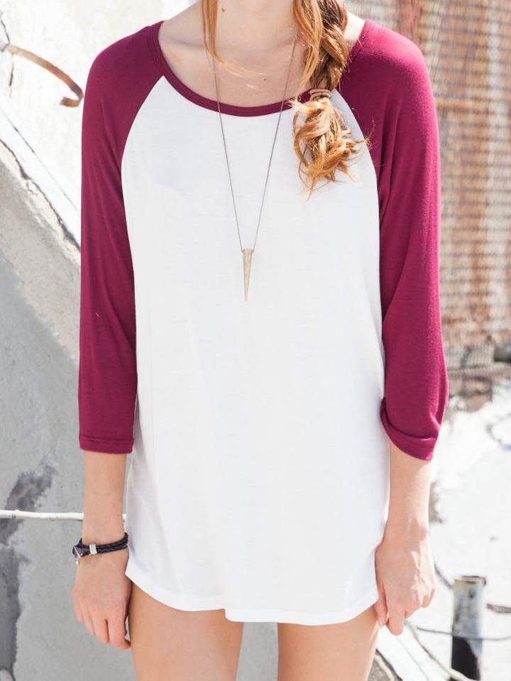 Romwe Contrast Long Sleeve T-shirt