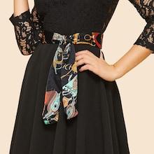Romwe Elastic Belt With Skinny Scarf