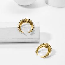 Romwe Flower Engraved Open Hoop Earrings