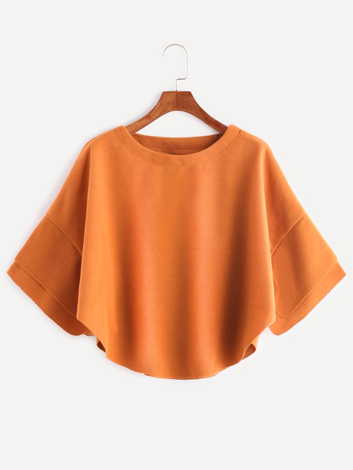 Romwe Khaki Dropped Shoulder Seam Cape Coat