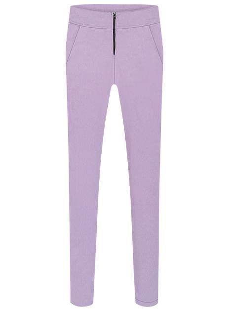 Romwe With Zipper Slim Purple Pant