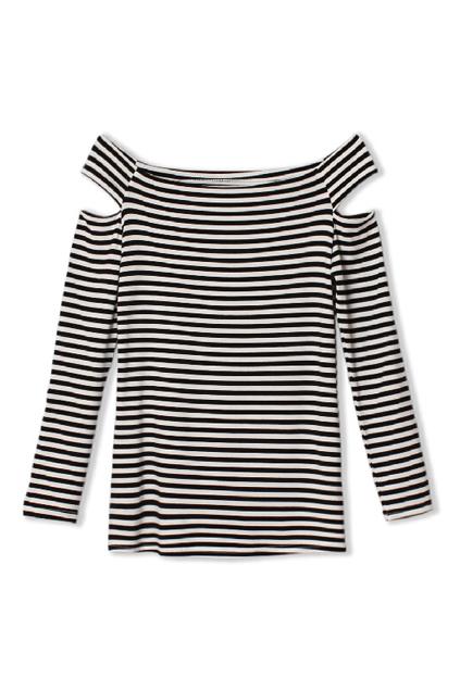 Romwe Cut-out Striped Slim T-shirt