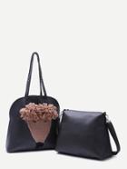 Romwe Fox Head Embellished Faux Leather 2pcs Bag Set