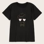 Romwe Guys Moustache & Heart Print Tee