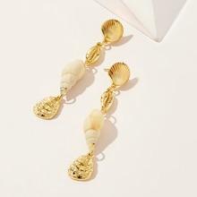 Romwe Conch & Shell Design Drop Earrings 1pair