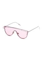 Romwe Pink Clear Lens Metal Frame Curved Sunglasses