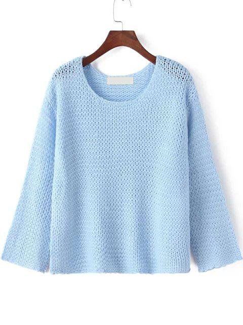 Romwe Open-knit Blue Sweater