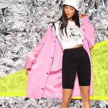 Romwe Drop Shoulder Zip Up Hoodie Coat